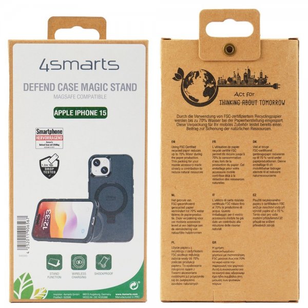 4smarts iPhone 15 Defend Case Magic Stand MagSafe -suojakuori