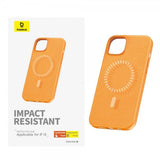 Baseus iPhone 15 -kuori, Faux Leather Series MagSafe, oranssi