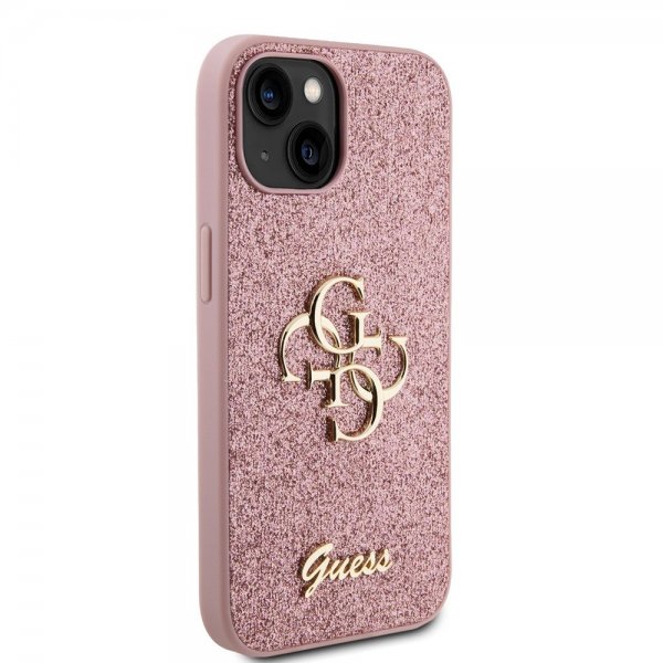 Guess iPhone 15 Kuoret Fixed Glitter Vaaleanpunainen