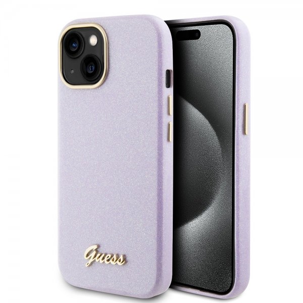 Guess iPhone 15 Kuoret Full Glitter Wrapped Lilac