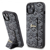 Guess iPhone 15 Kuoret G Cube Grip Stand Musta