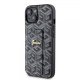 Guess iPhone 15 Kuoret G Cube Grip Stand Musta