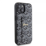 Guess iPhone 15 Kuoret G Cube Grip Stand Musta