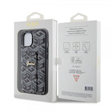 Guess iPhone 15 Kuoret G Cube Grip Stand Musta