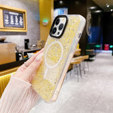 iPhone 15 -kuori Glitter MagSafe Keltainen