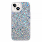 iPhone 15 -kuori, hopeiset glitterpaljetit