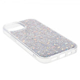 iPhone 15 -kuori, hopeiset glitterpaljetit