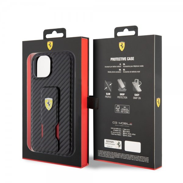 Ferrari iPhone 15 Kuoret Jalustatoiminto Musta