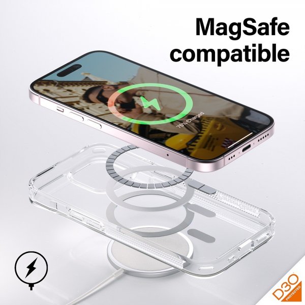 PanzerGlass iPhone 15 -suojakuori HardCase MagSafe D3O Läpinäkyvä