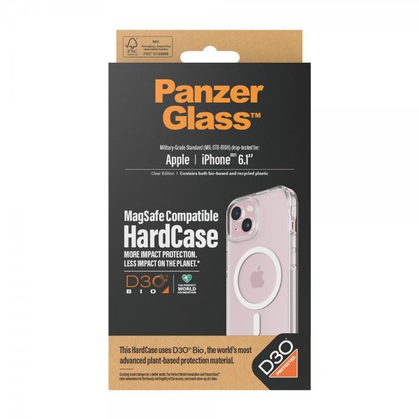 PanzerGlass iPhone 15 -suojakuori HardCase MagSafe D3O Läpinäkyvä