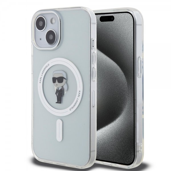 Karl Lagerfeld iPhone 15 -kuori Ikonik MagSafe Transparent