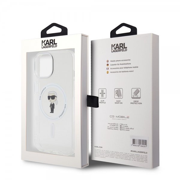 Karl Lagerfeld iPhone 15 -kuori Ikonik MagSafe Transparent