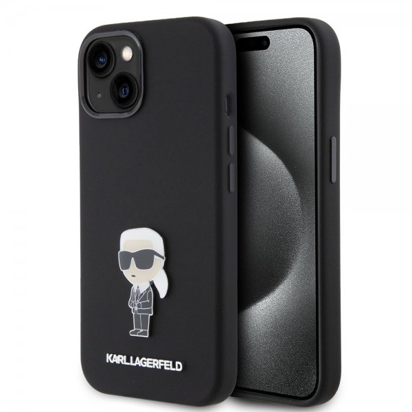 Karl Lagerfeld iPhone 15 -kuori Ikonik Metal Pin Musta