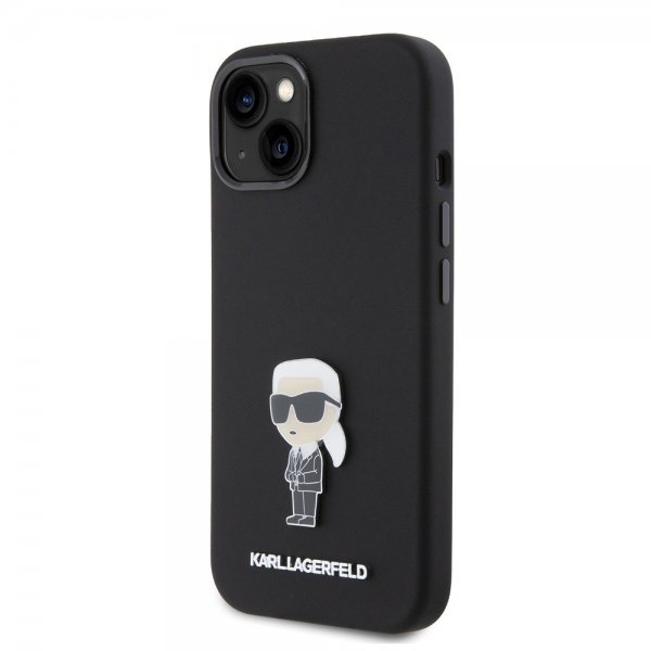 Karl Lagerfeld iPhone 15 -kuori Ikonik Metal Pin Musta