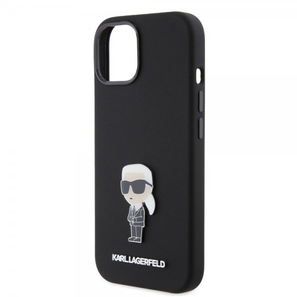 Karl Lagerfeld iPhone 15 -kuori Ikonik Metal Pin Musta