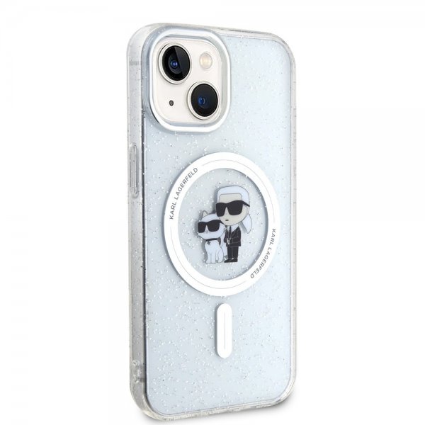 Karl Lagerfeld iPhone 15 Kuori Karl & Choupette Glitter MagSafe Läpinäkyvä
