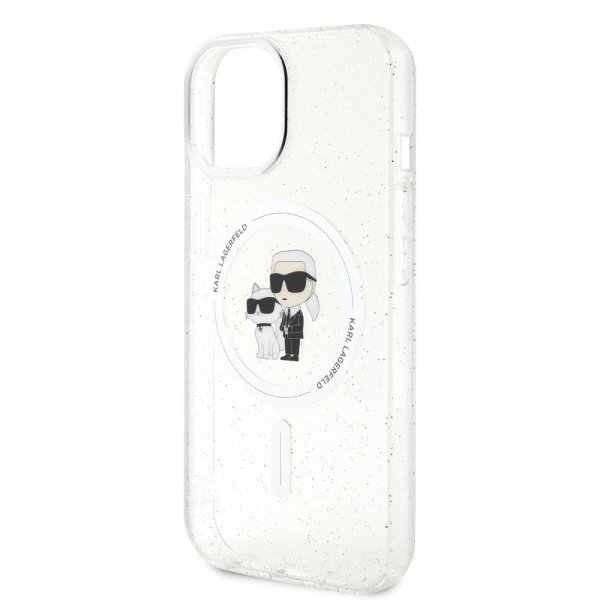 Karl Lagerfeld iPhone 15 Kuori Karl & Choupette Glitter MagSafe Läpinäkyvä