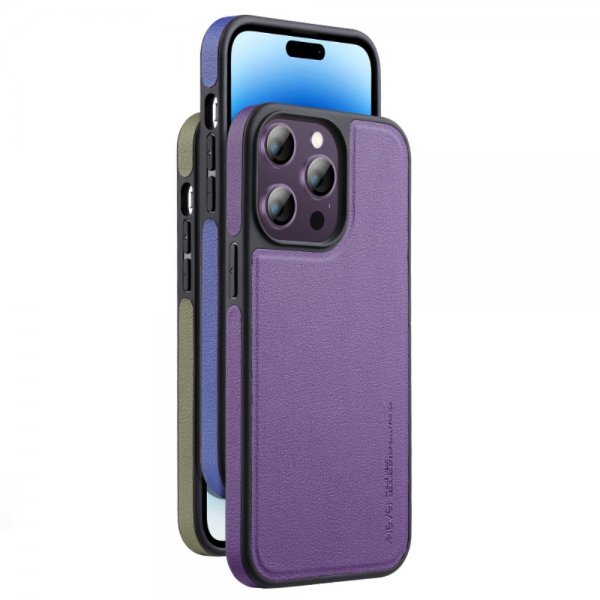 X-Level iPhone 15 Suojakuori Keinonahka MagSafe Sininen