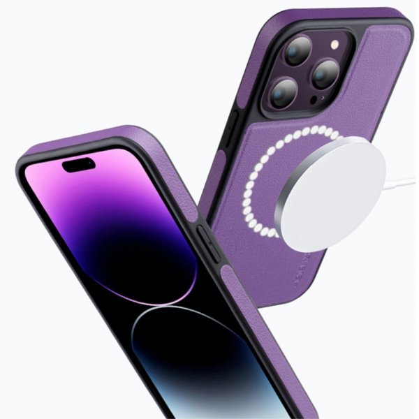 X-Level iPhone 15 Suojakuori Keinonahka MagSafe Sininen