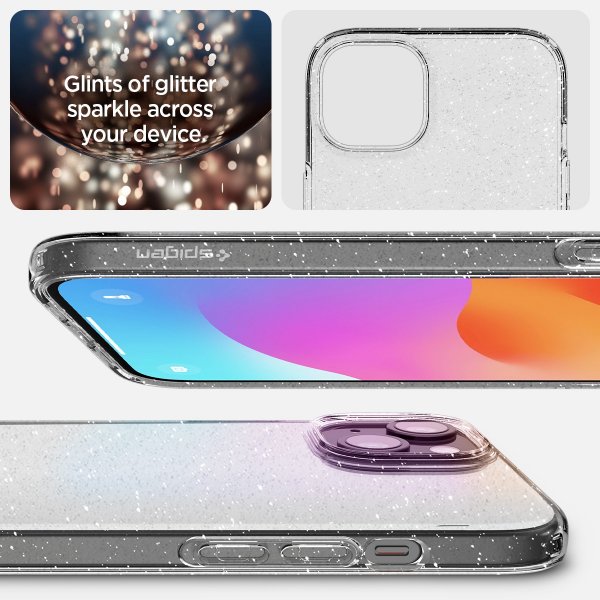 Spigen iPhone 15 -kuori Liquid Crystal Glitter Crystal Quartz
