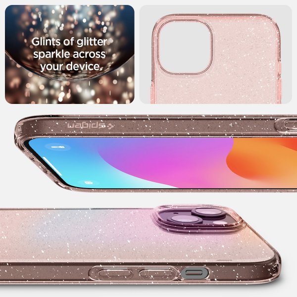 Spigen iPhone 15 Kuori Liquid Crystal Glitter Rose Quartz