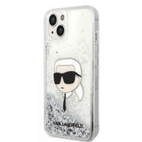 Karl Lagerfeld iPhone 15 Suojakuori Liquid Glitter NFT Karl Silver