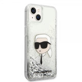 Karl Lagerfeld iPhone 15 Suojakuori Liquid Glitter NFT Karl Silver