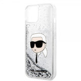 Karl Lagerfeld iPhone 15 Suojakuori Liquid Glitter NFT Karl Silver