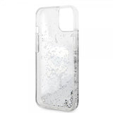 Karl Lagerfeld iPhone 15 Suojakuori Liquid Glitter NFT Karl Silver