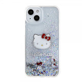 Hello Kitty iPhone 15 Kuori Nestemäinen Glitter Läpinäkyvä