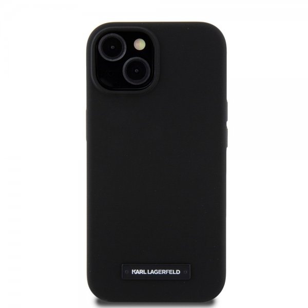 Karl Lagerfeld iPhone 15 Kuoret Liquid Silicone MagSafe Musta