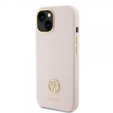 Guess iPhone 15 Kuoret Liquid Silicone Metal Logo Pinkki