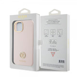 Guess iPhone 15 Kuoret Liquid Silicone Metal Logo Pinkki