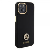 Guess iPhone 15 Kuoret Liquid Silicone Metal Logo Musta