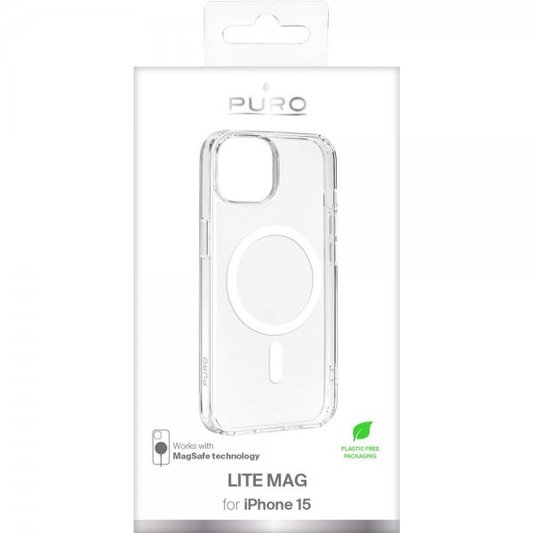 Puro iPhone 15 Lite Mag -läpinäkyvä kuori