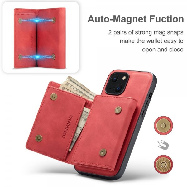 Dg.Ming iPhone 15 -kuori, M1-sarja irrotettavalla korttitelineellä, punainen