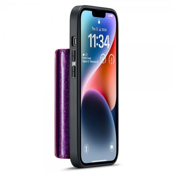 Dg.Ming iPhone 15 -suojakuori M3 Series irrotettava korttikotelo Glitter Violetti