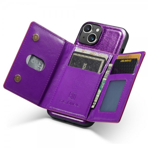 Dg.Ming iPhone 15 -suojakuori M3 Series irrotettava korttikotelo Glitter Violetti