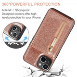 Dg.Ming iPhone 15 -kuoret, M3 Series, irrotettava korttikotelo, glitter ruusukulta