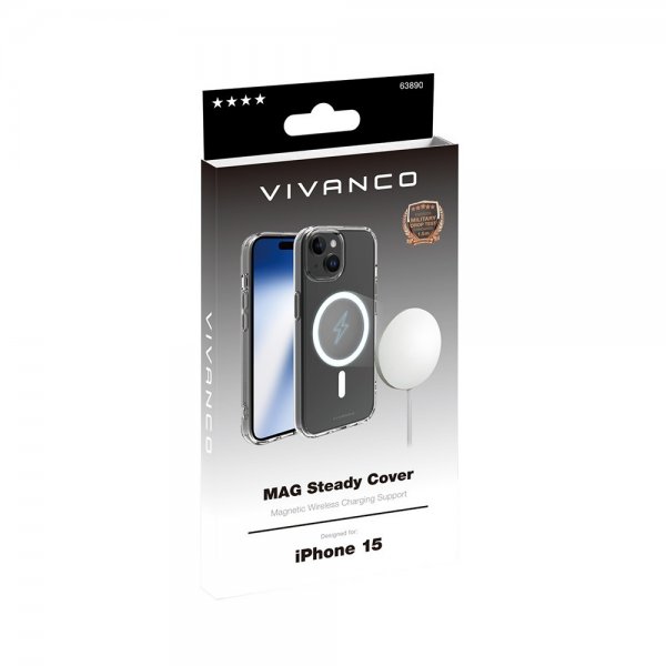Vivanco iPhone 15 -suojakuori Mag Steady Transparent