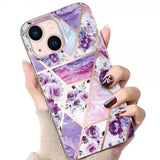 iPhone 15 Kuori Marmorikuvio Kukkia Liila