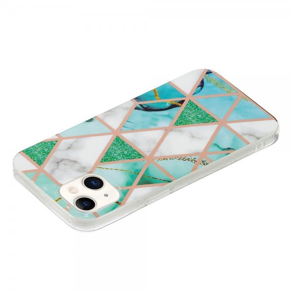 iPhone 15 Kuori Marmorikuvio Vihreä Valkoinen