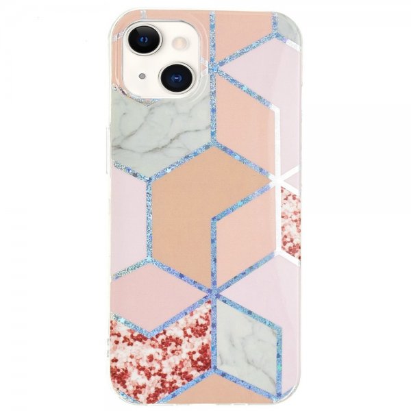 iPhone 15 Kuori Marmorikuvio Punainen Vaaleanpunainen