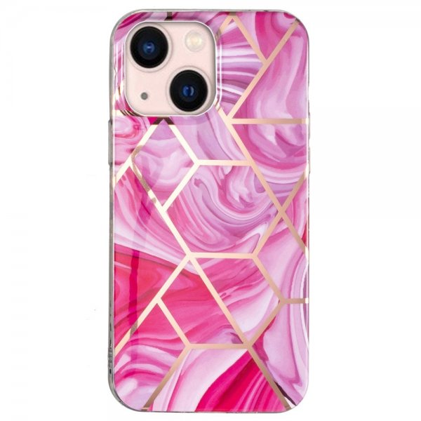 iPhone 15 Kuori Marmorikuvio Ruusunpunainen Punainen
