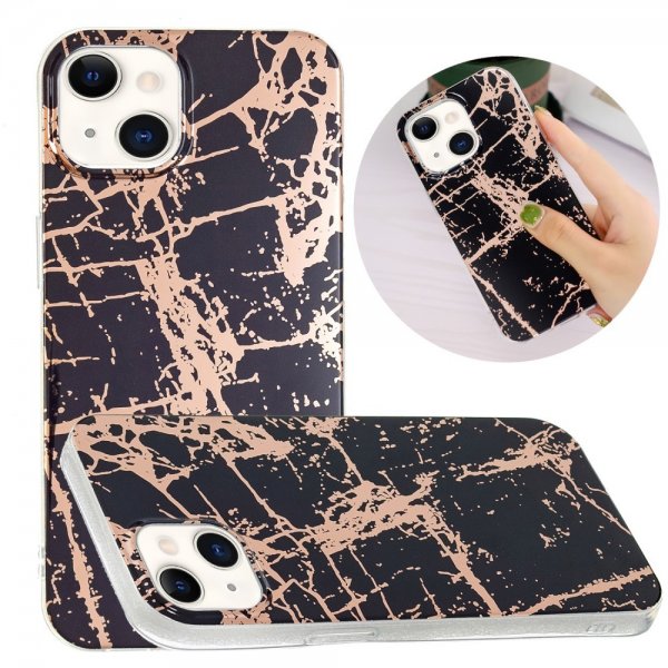 iPhone 15 Kuori Marmorikuvio Musta
