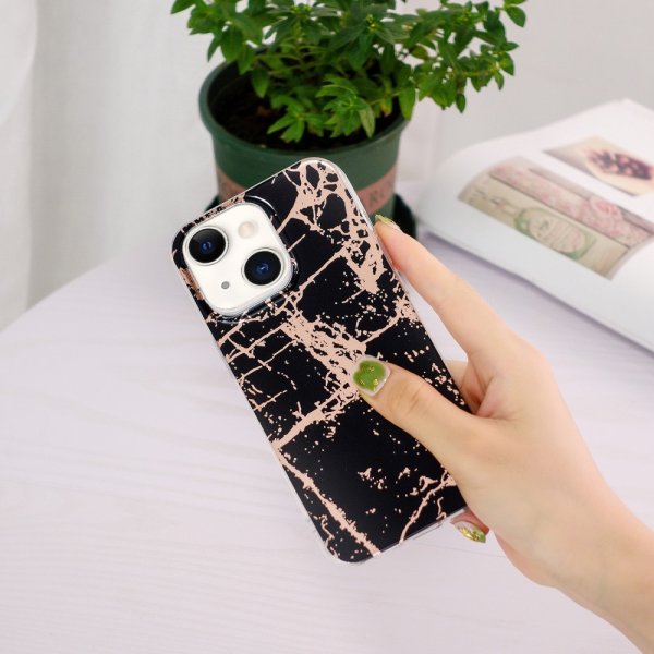 iPhone 15 Kuori Marmorikuvio Musta