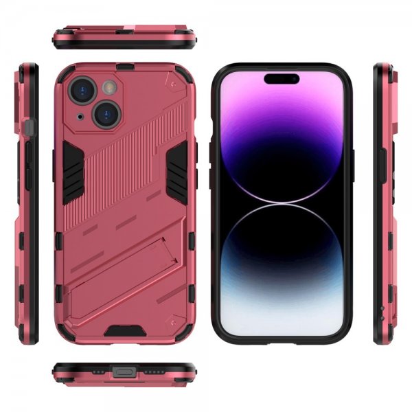 iPhone 15 -kuori jalustalla, magenta