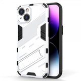 iPhone 15 -kotelo jalustalla, valkoinen