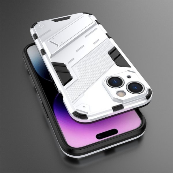 iPhone 15 -kotelo jalustalla, valkoinen