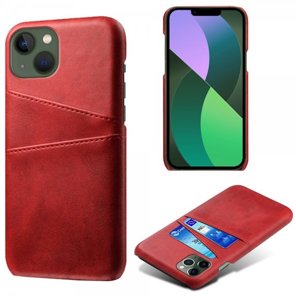 iPhone 15 -suojakuori, jossa kaksi korttipaikkaa, punainen